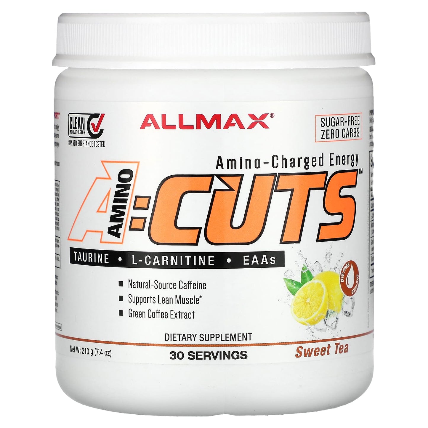 ALLMAX-ACUTS-Amino-Charged Energy Drink-Sweet Tea-7.4 oz (210 g)