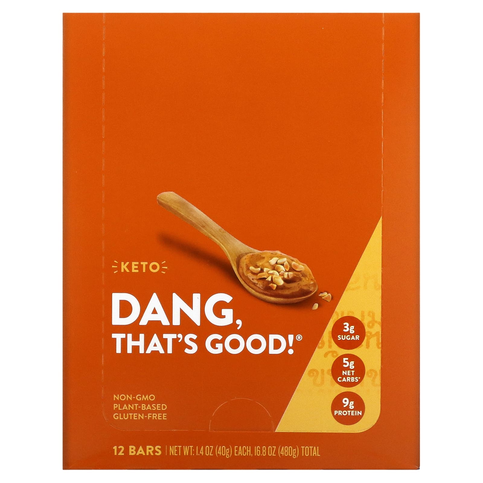 Dang Foods-Keto Bar-Peanut Butter-12 Bars-1.4 oz (40 g) Each