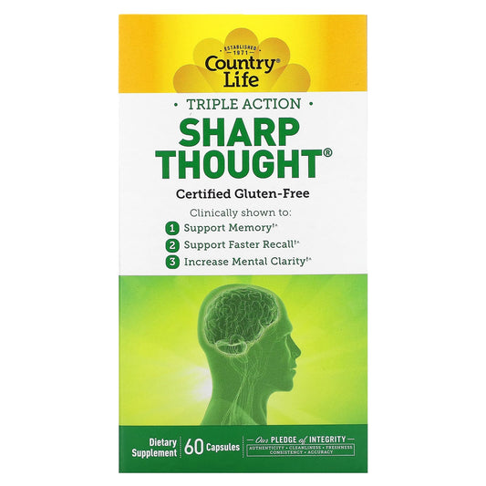 Country Life-Triple Action Sharp Thought-60 Capsules