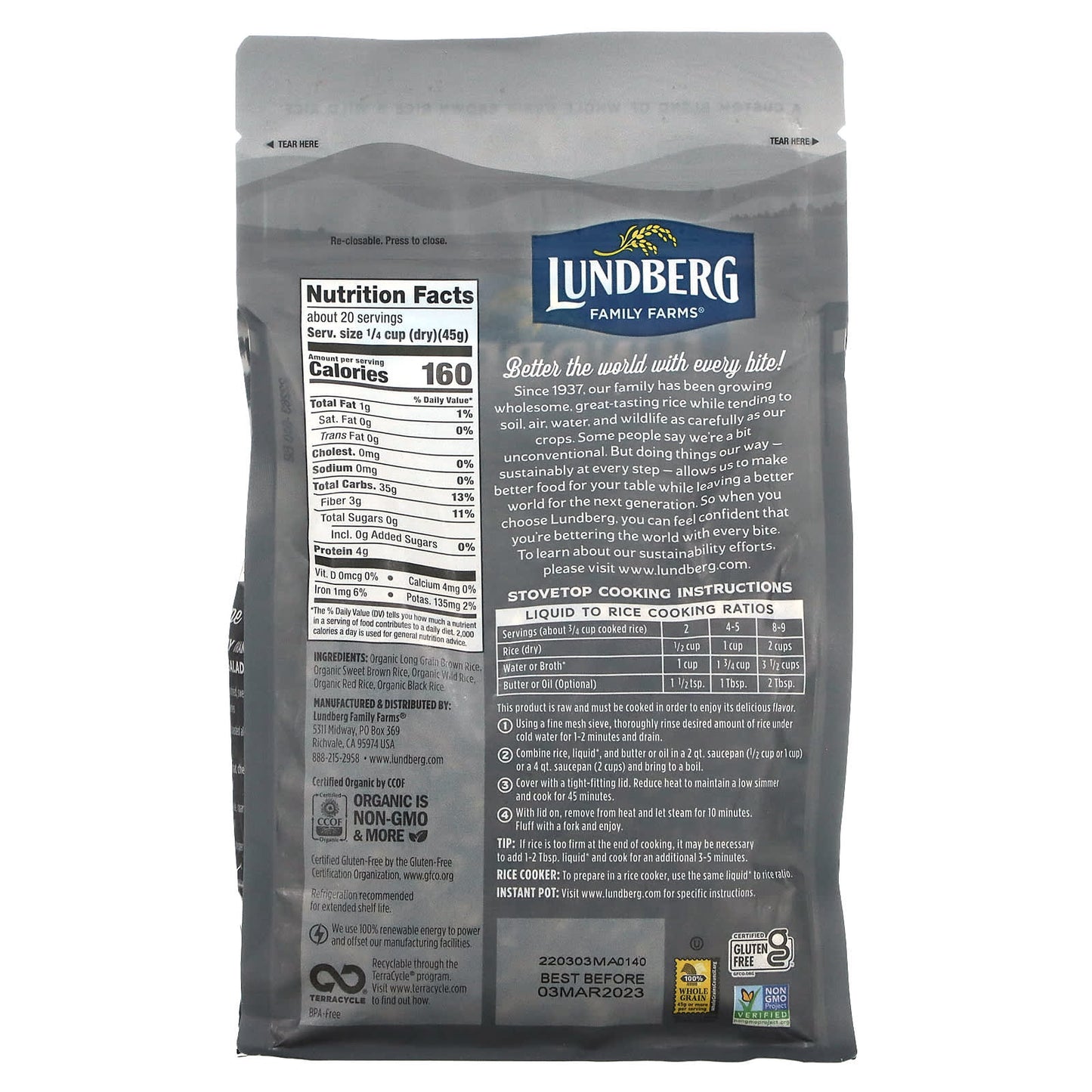 Lundberg, Organic Wild Blend Gourmet Rice, 32 oz (907 g)