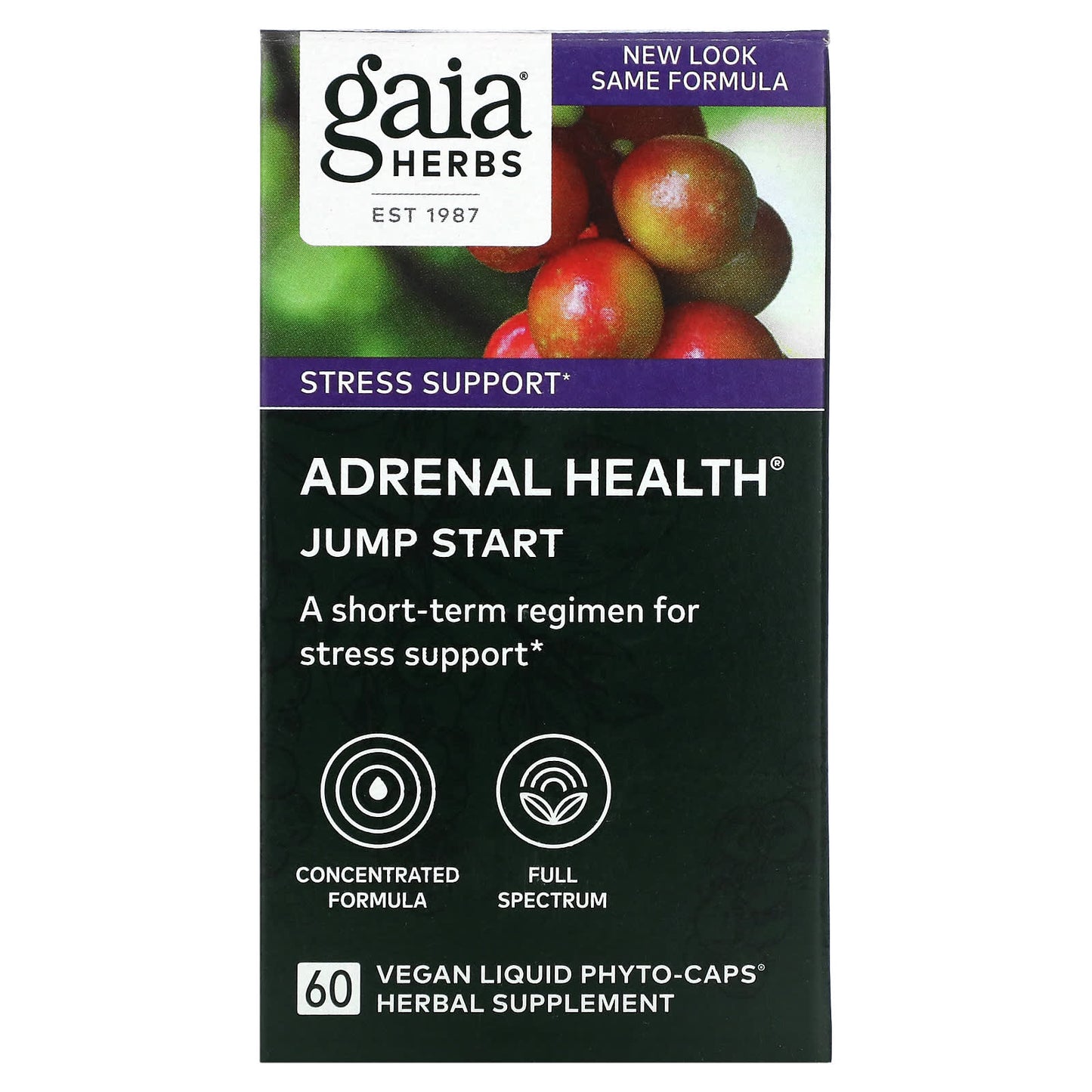 Gaia Herbs-Adrenal Health-Jump Start-60 Vegan Liquid Phyto-Caps