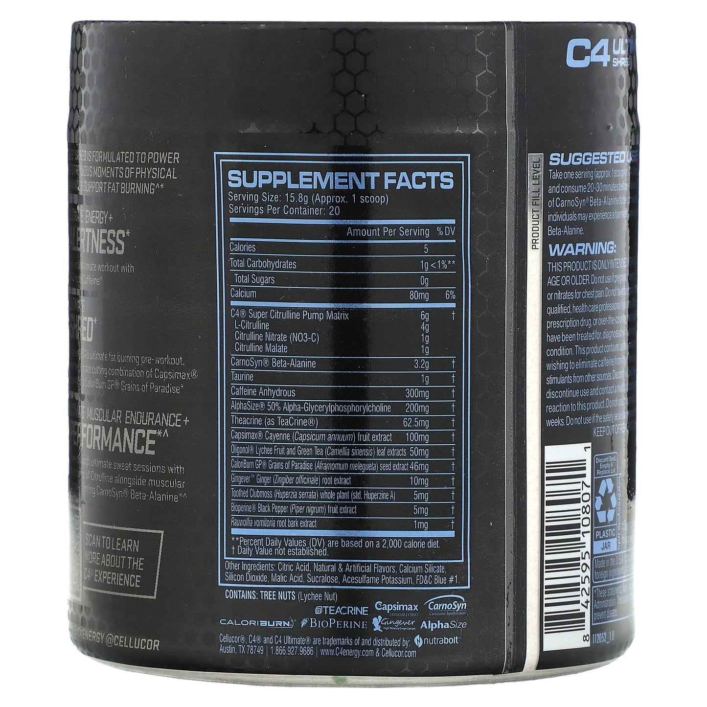 Cellucor, C4 Ultimate Shred, Pre-Workout, Ice Blue Razz, 11.1 oz (316 g)