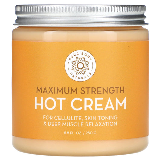 Pure Body Naturals-Maximum Strength Hot Cream-8.8 fl oz (250 g)