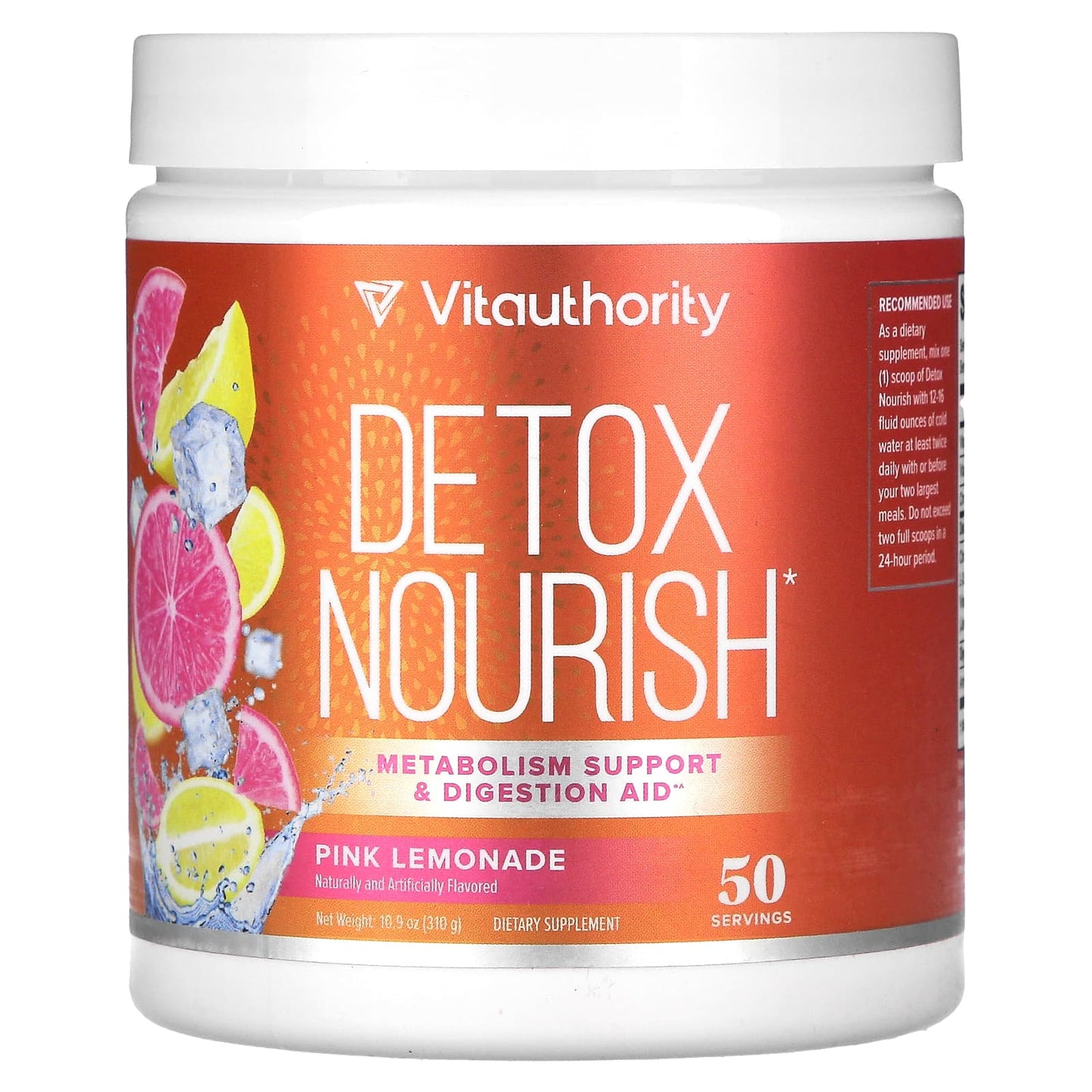 Vitauthority-Detox Nourish-Pink Lemonade-10.9 oz (310 g)