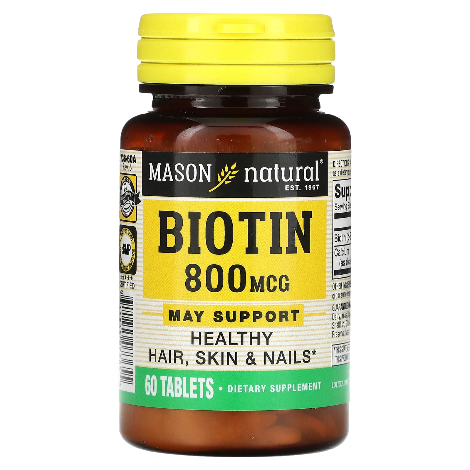 Mason Natural-Biotin-800 mcg-60 Tablets