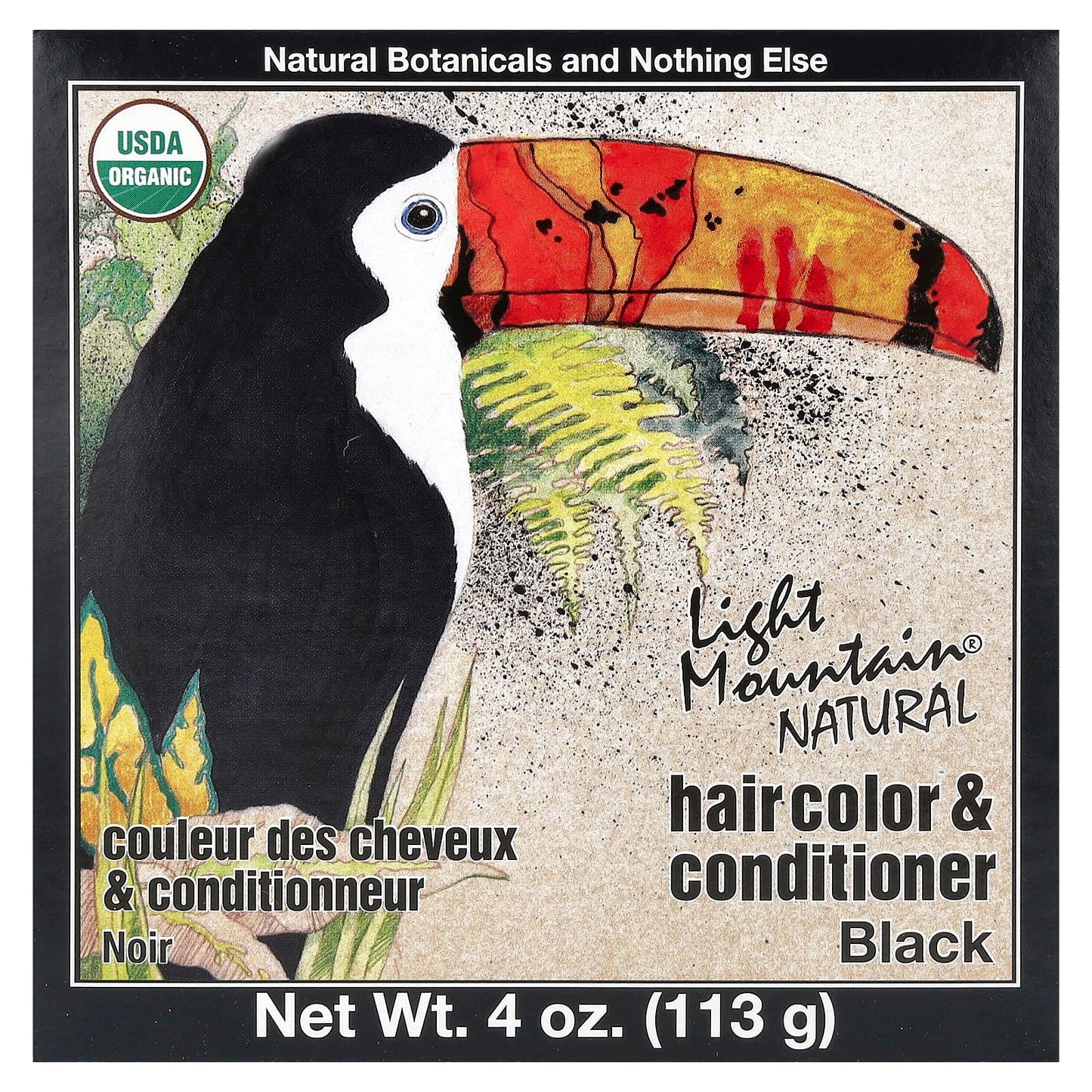 Light Mountain-Natural Hair Color & Conditioner-Black-4 oz (113 g)