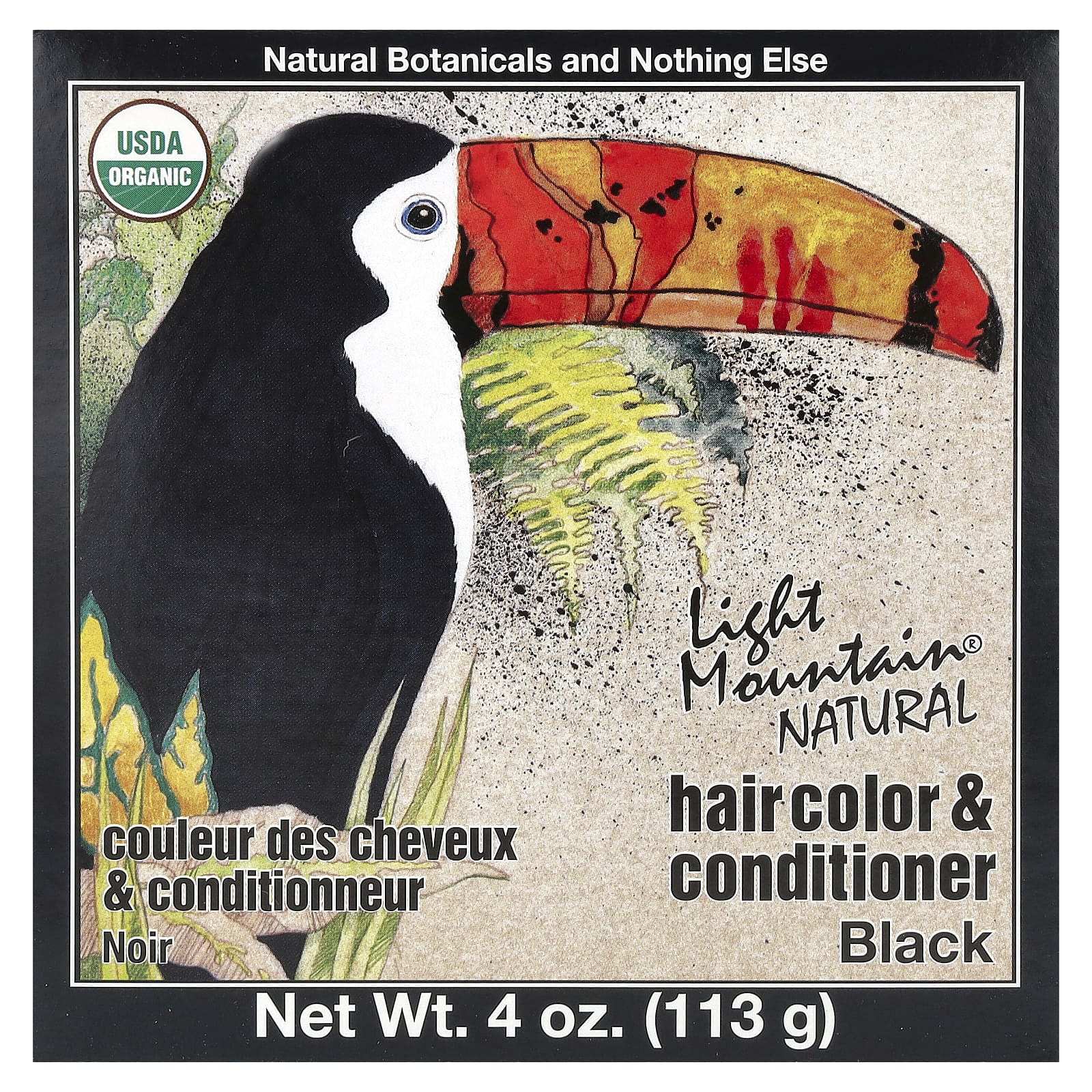 Light Mountain-Natural Hair Color & Conditioner-Black-4 oz (113 g)