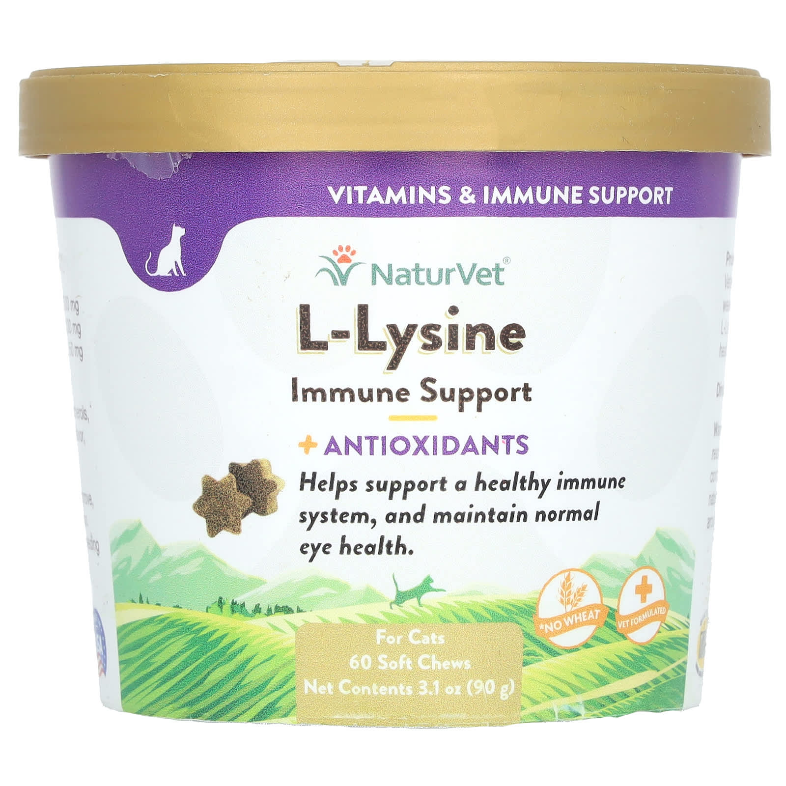 NaturVet-L-Lysine Immune Support + Antioxidants-For Cats-60 Soft Chews-3.1 oz (90 g)