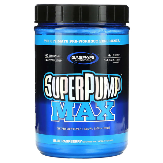 Gaspari Nutrition-SuperPump Max-Blue Raspberry-1.41 lbs (640 g)