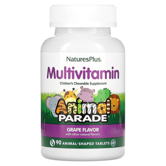 NaturesPlus-Animal Parade-Children's Chewable Multivitamin Supplement-Grape-90 Animal-Shaped Tablets