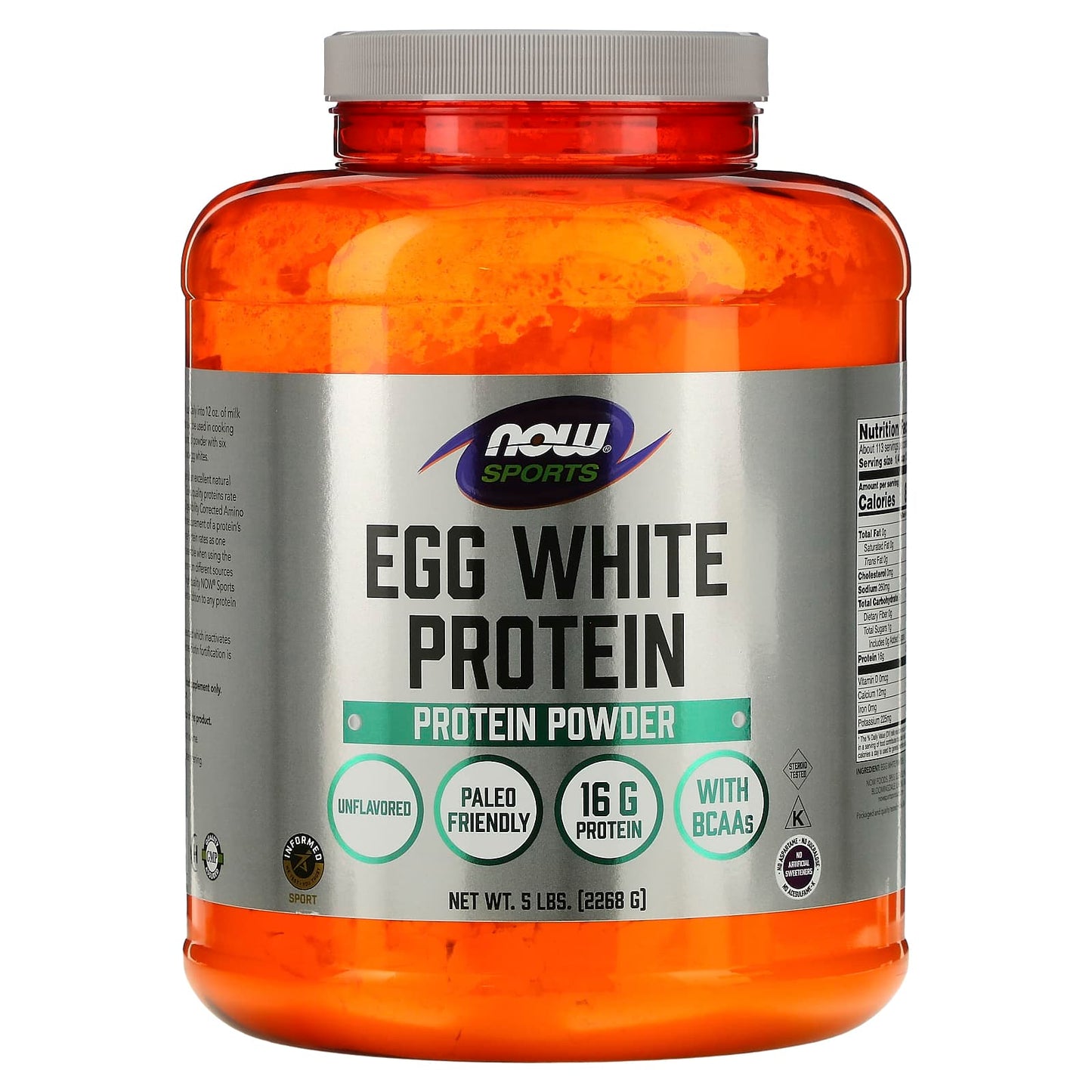 NOW Foods-Sports-Egg White Protein Powder-Unflavored-5 lbs (2,268 g)