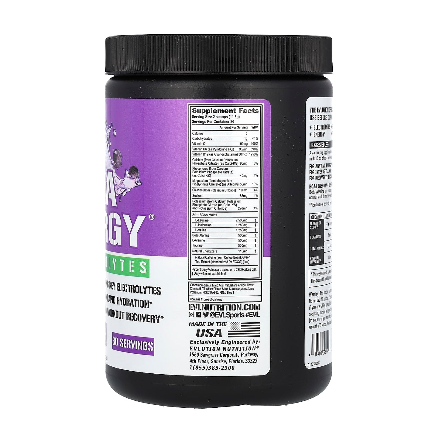 EVLution Nutrition, BCAA Energy Plus Electrolytes, Grape Splash, 12.2 oz (345 g)