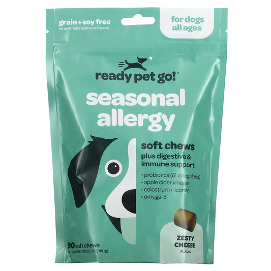 Ready Pet Go-Seasonal Allergy-For Dogs-All Ages-Zesty Cheese-90 Soft Chews-12.7 oz (360 g)