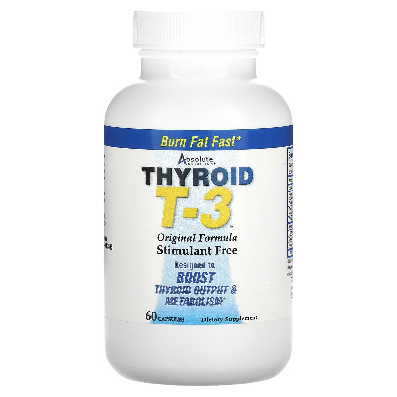 Absolute Nutrition-Thyroid T-3-Original Formula-60 Capsules