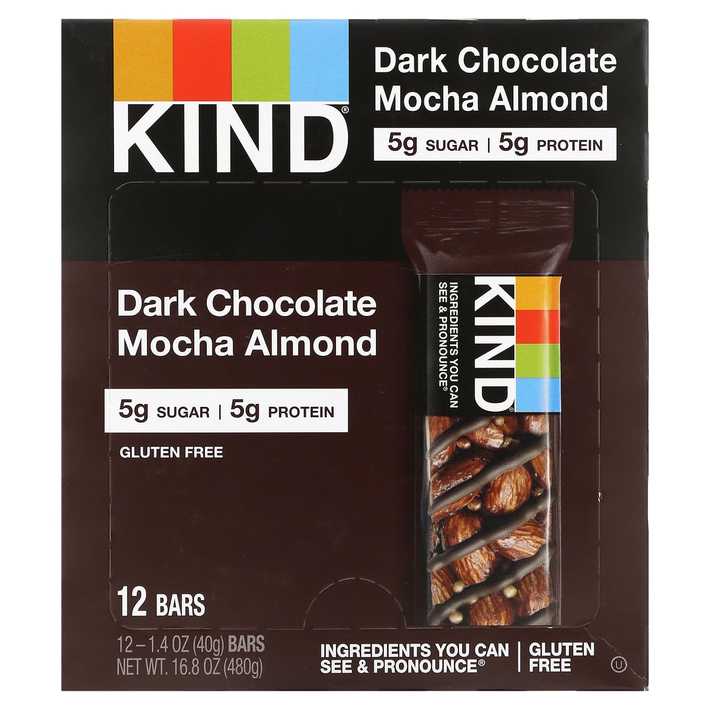 KIND Bars-Nuts & Spices-Dark Chocolate Mocha Almond-12 Bars-1.4 oz (40 g) Each