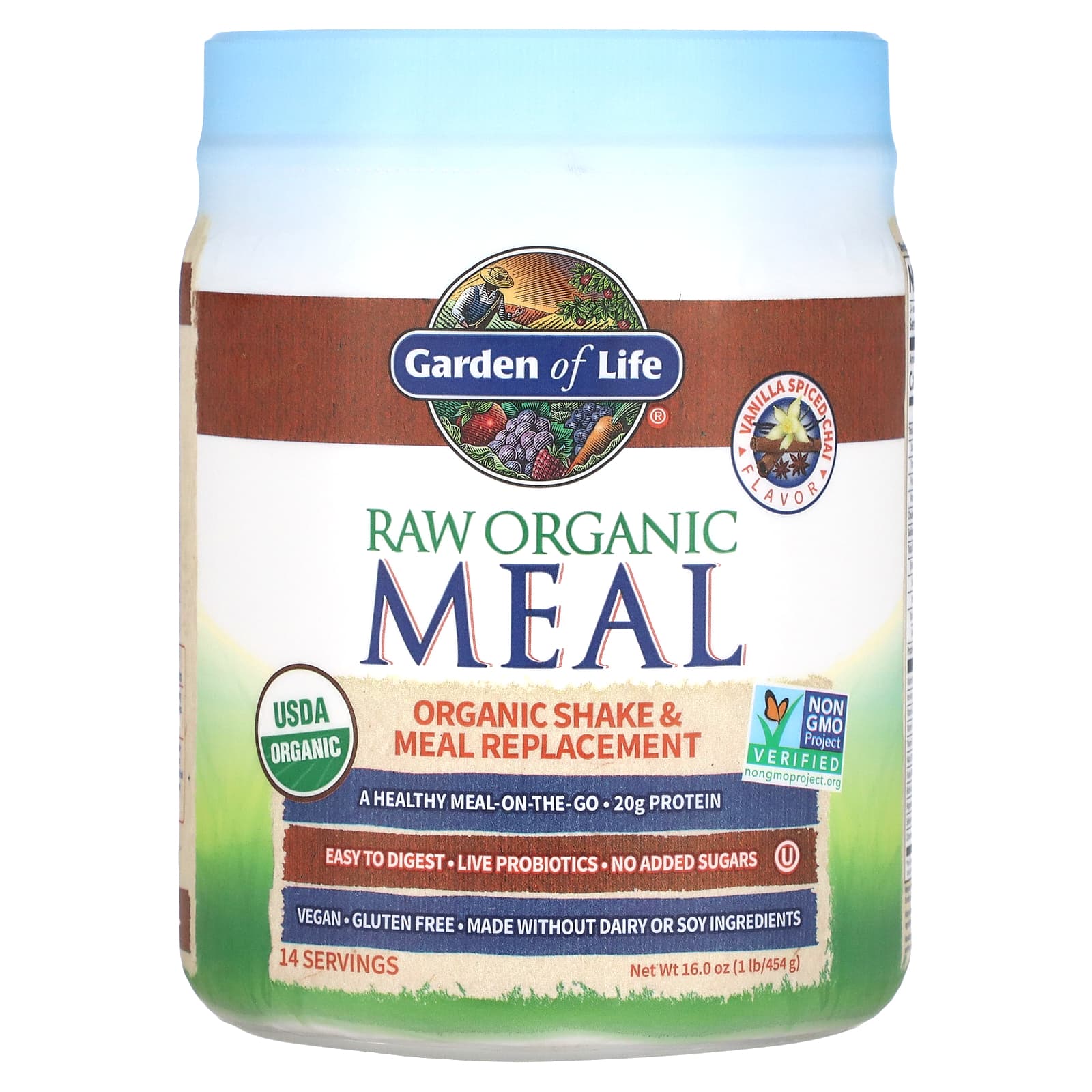 Garden of Life-RAW Organic Meal-Shake & Meal Replacement-Vanilla Spiced Chai-16 oz (454 g)