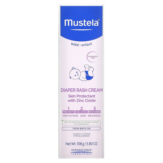 Mustela-Baby-Diaper Rash Cream-Fragrance Free-3.8 oz (108 g)