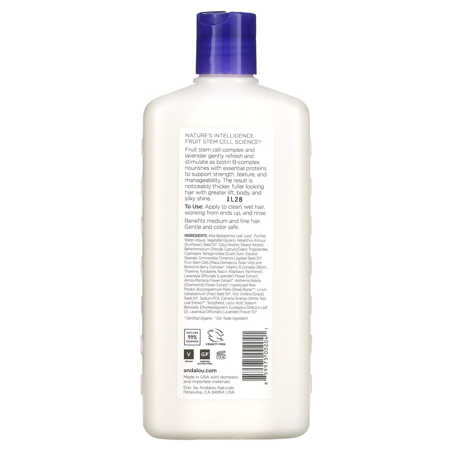 Andalou Naturals, Conditioner, Full Volume, For Lift, Body, and Shine, Lavender & Biotin, 11.5 fl oz (340 ml)