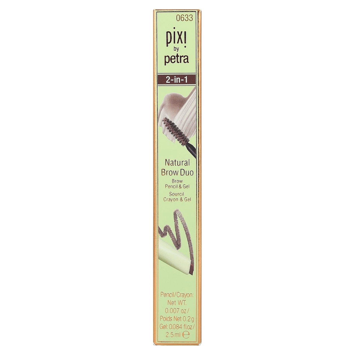 Pixi Beauty, 2-In-1 Natural Brow Duo, Brow Pencil & Gel, 0633  Deep Brunette, 1 Count