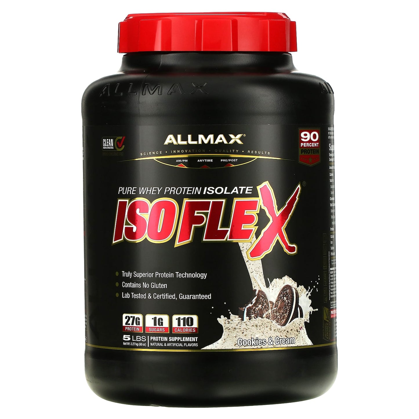 ALLMAX-Isoflex-100% Pure Whey Protein Isolate-Cookies & Cream-5 lb (2.27 kg)