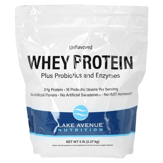 Lake Avenue Nutrition-Whey Protein + Probiotics-Unflavored-5 lb (2.27 kg)