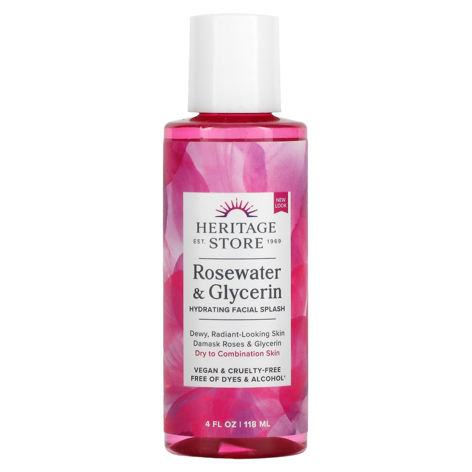 Heritage Store-Rosewater & Glycerin-Hydrating Facial Splash-4 fl oz (118 ml)