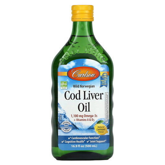 Carlson-Wild Norwegian-Cod Liver Oil-Natural Lemon -16.9 fl oz (500 ml)