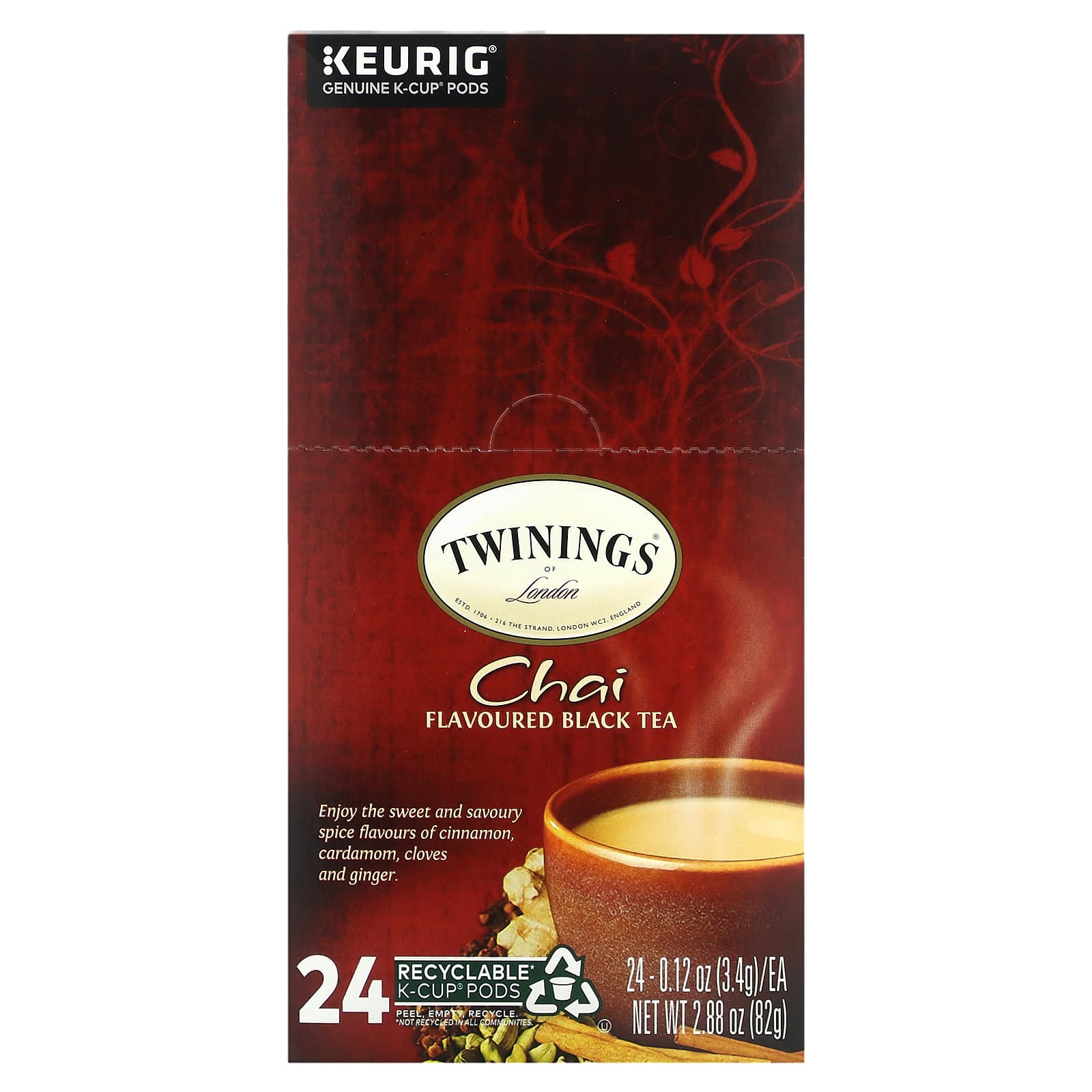 Twinings-Flavoured Black Tea-Chai-24 K-Cups-0.12 oz (3.4 g) Each