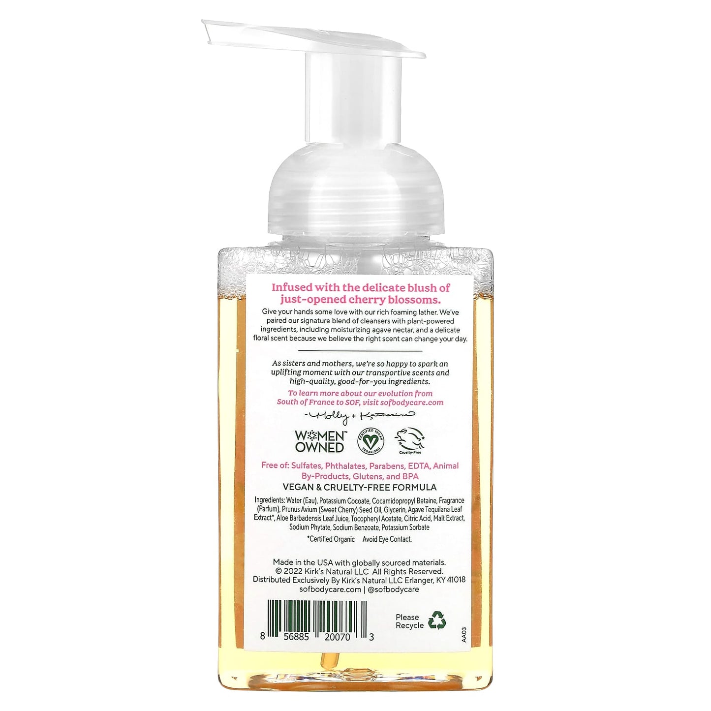 SoF, Hydrating Foaming Hand Wash with Agave Nectar, Cherry Blossom, 8 fl oz (236 ml)