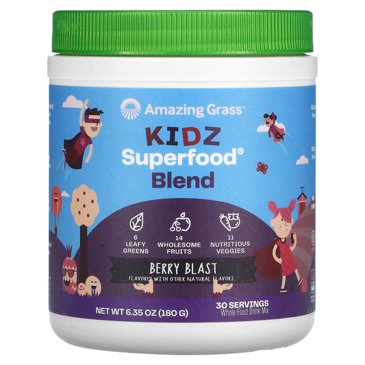 Amazing Grass-Kidz Superfood Blend-Berry Blast-6.35 oz (180 g)