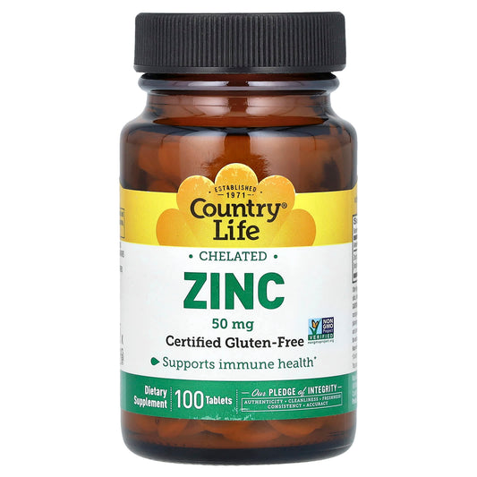 Country Life-Chelated Zinc-50 mg-100 Tablets