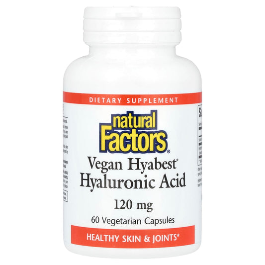 Natural Factors-Vegan Hyabest Hyaluronic Acid-120 mg-60 Vegetarian Capsules