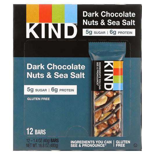 KIND Bars-Nuts & Spices-Dark Chocolate Nuts & Sea Salt-12 Bars-1.4 oz (40 g) Each