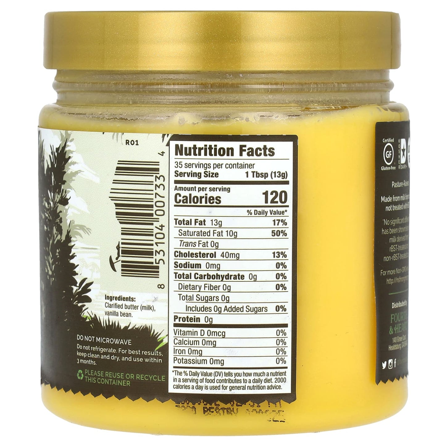 4th & Heart, Ghee Clarified Butter, Grass-Fed, Vanilla Bean, 16 oz (454 g)