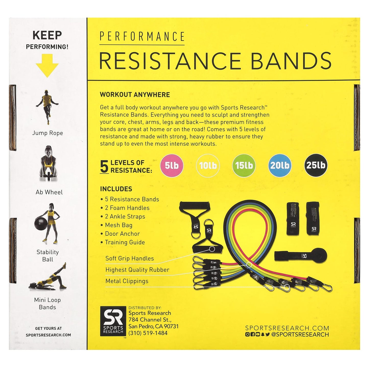 Sports Research, Performance Resistance Bands, 12 Piece Kit