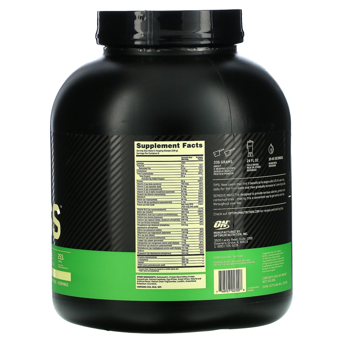 Optimum Nutrition, Serious Mass, Protein Powder Supplement, Vanilla, 6 lb (2.72 kg)