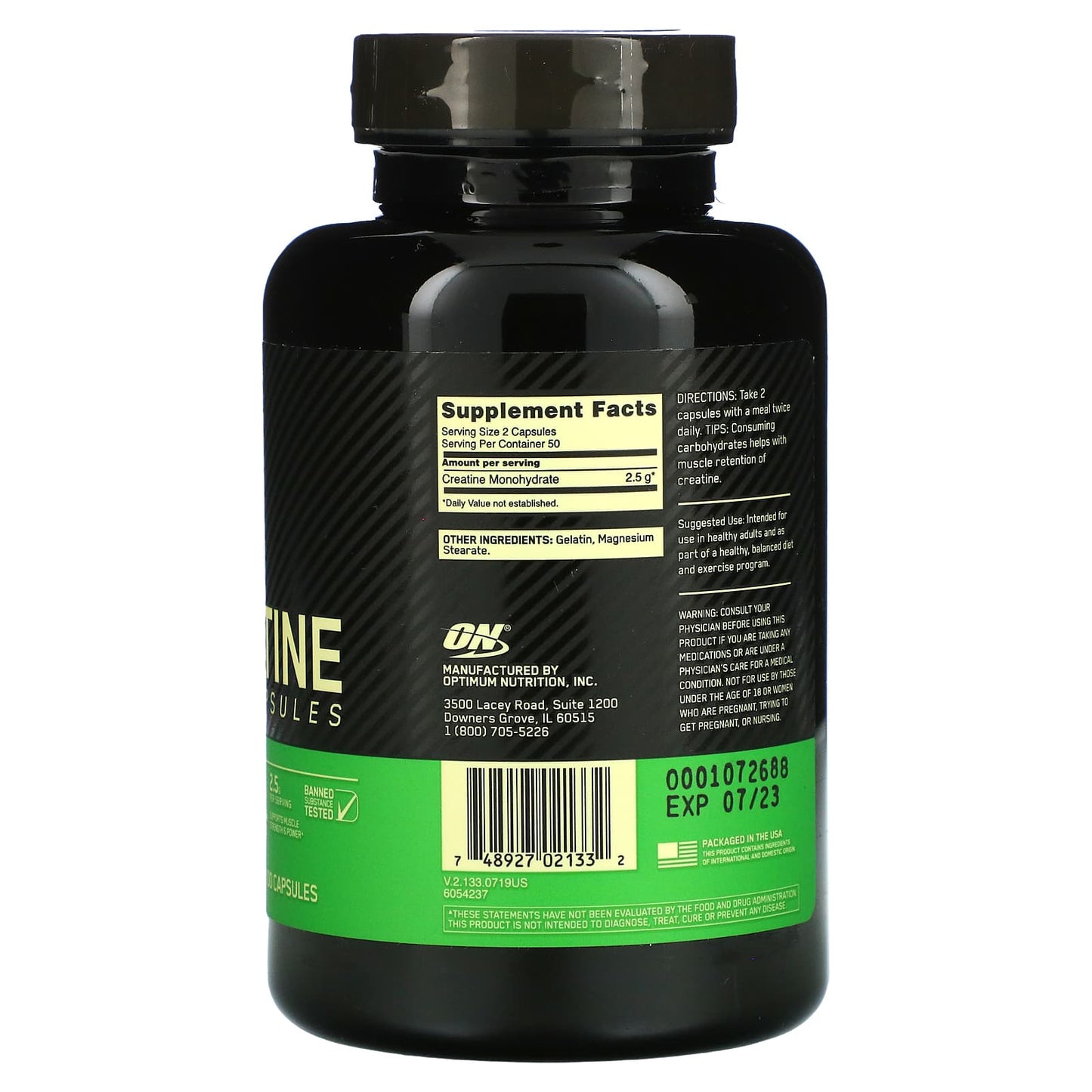 Optimum Nutrition, Micronized Creatine Capsules, 2.5 g, 100 Capsules (1.25 g per Capsule )