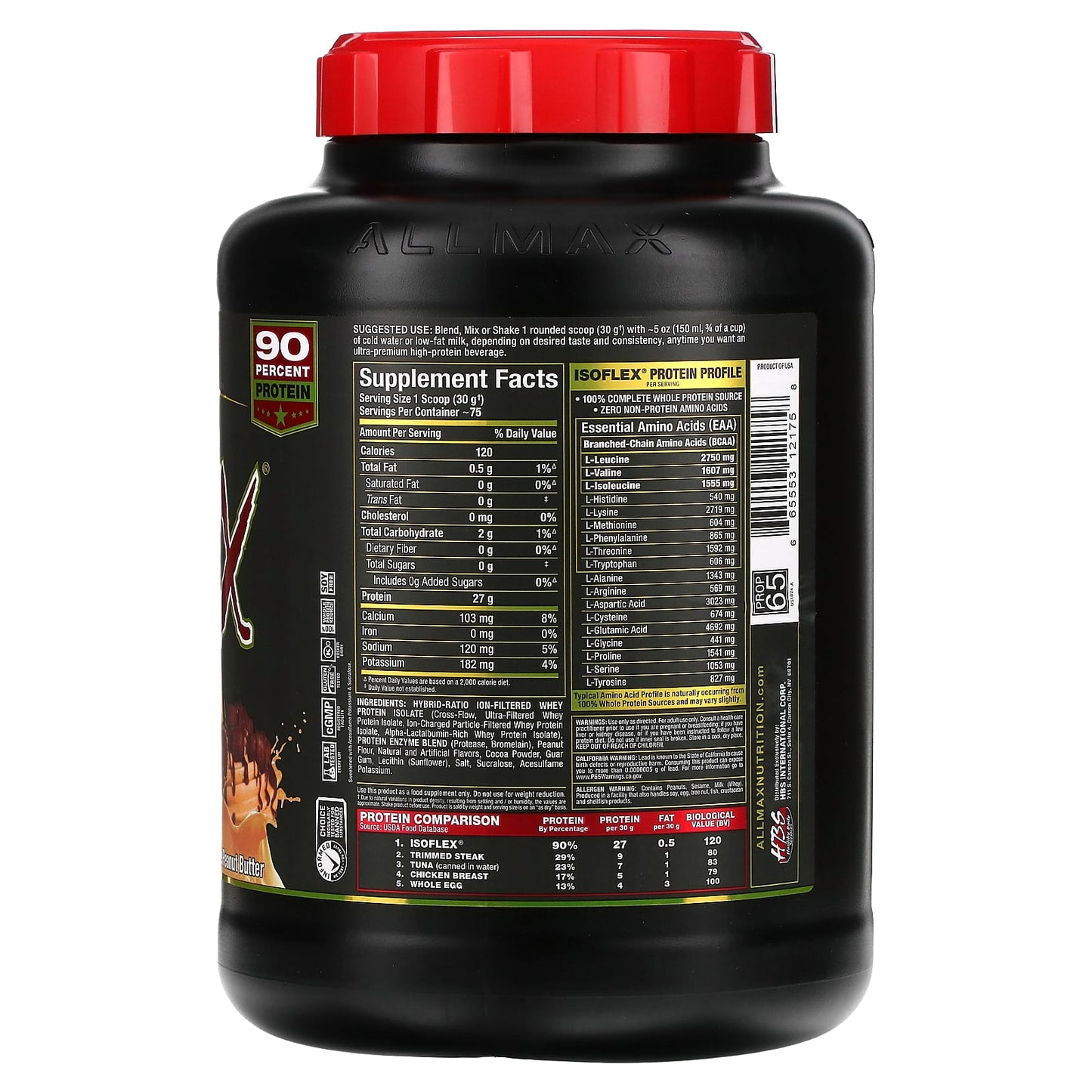 ALLMAX, Isoflex, 100% Pure Whey Protein Isolate, Chocolate Peanut Butter, 5 lbs (2.27 kg)