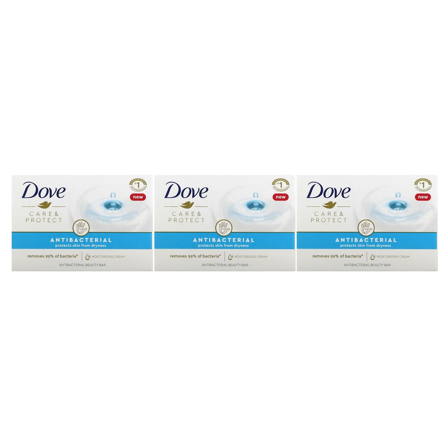 Dove-Care & Protect-Antibacterial Beauty Bar-3 Bars-3.17 oz (90 g) Each