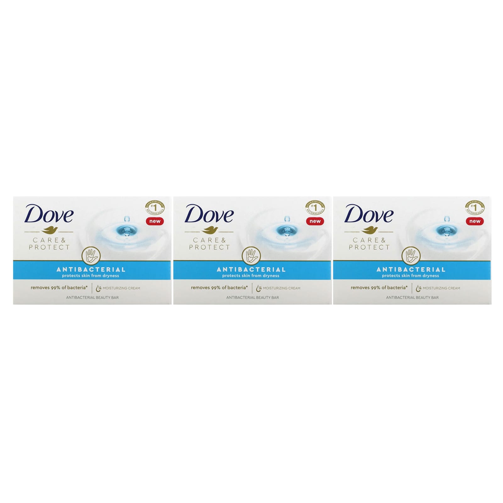 Dove-Care & Protect-Antibacterial Beauty Bar-3 Bars-3.17 oz (90 g) Each