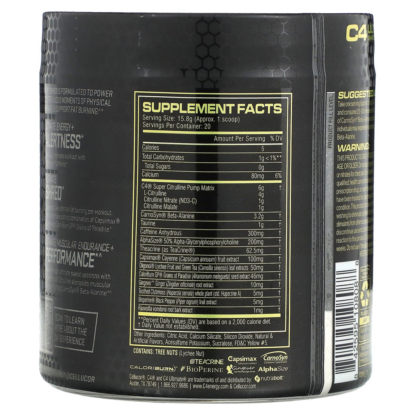 Cellucor, C4 Ultimate Shred, Pre-Workout, Lemon Italian Ice, 11.1 oz (316 g)