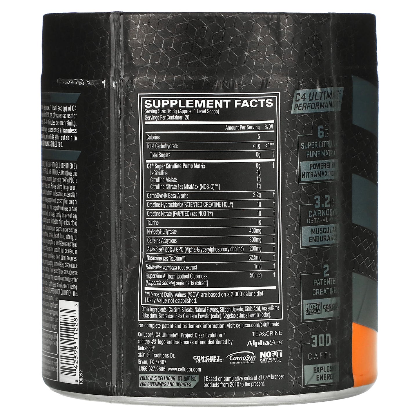 Cellucor, C4 Ultimate, Ultimate Pre-Workout Performance, Orange Mango, 11.5 oz (326 g)