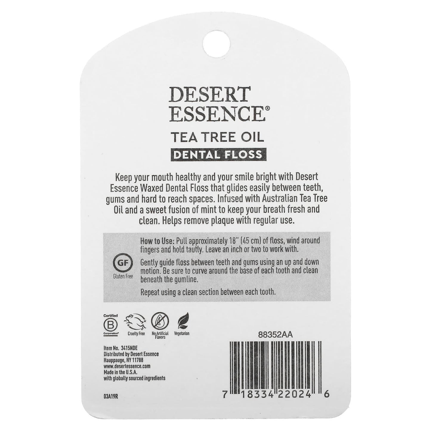 Desert Essence, Tea Tree Oil Dental Floss, Waxed, 50 Yds (45.7 m)