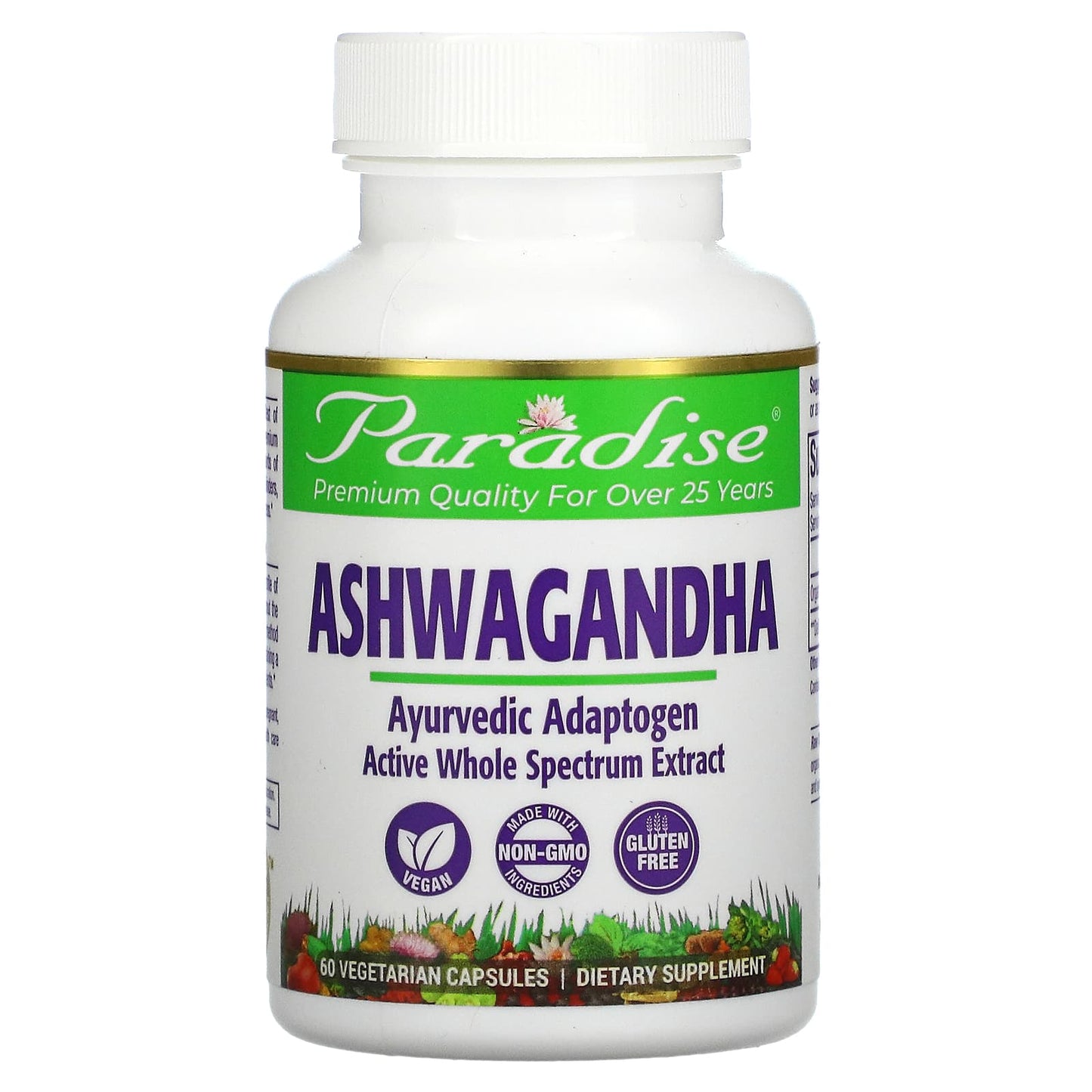 Paradise Herbs-Ashwagandha-60 Vegetarian Capsules