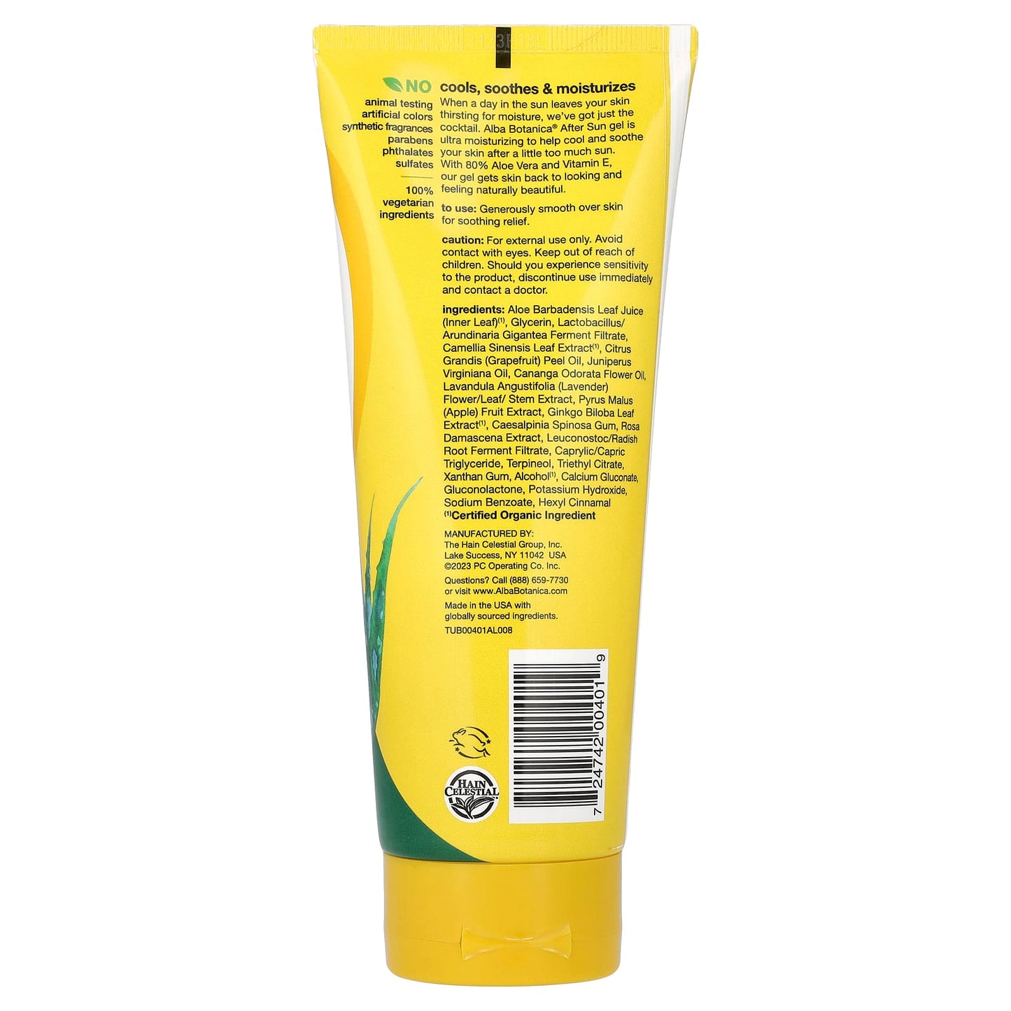 Alba Botanica, After Sun Gel, 80% Aloe Vera, 8 fl oz (237 ml)