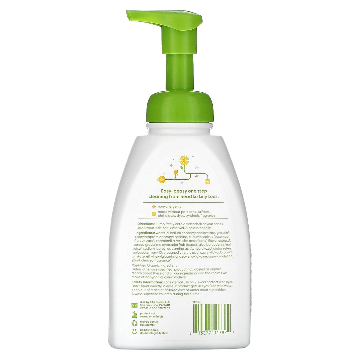 Babyganics, Foaming Shampoo & Body Wash, Chamomile Verbena, 16 fl oz (473 ml)