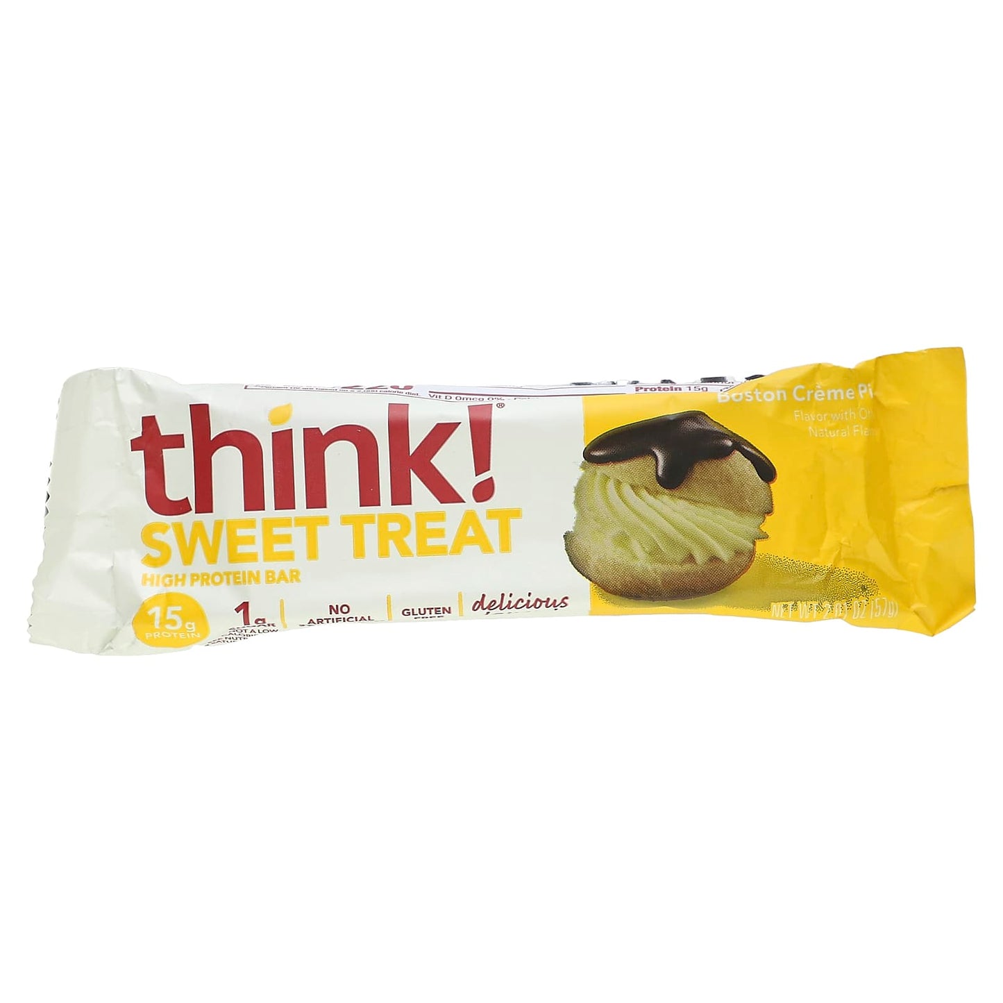 Think !, Sweet Treat, High Protein Bar, Boston Creme Pie, 5 Bars, 2.01 oz (57 g) Each