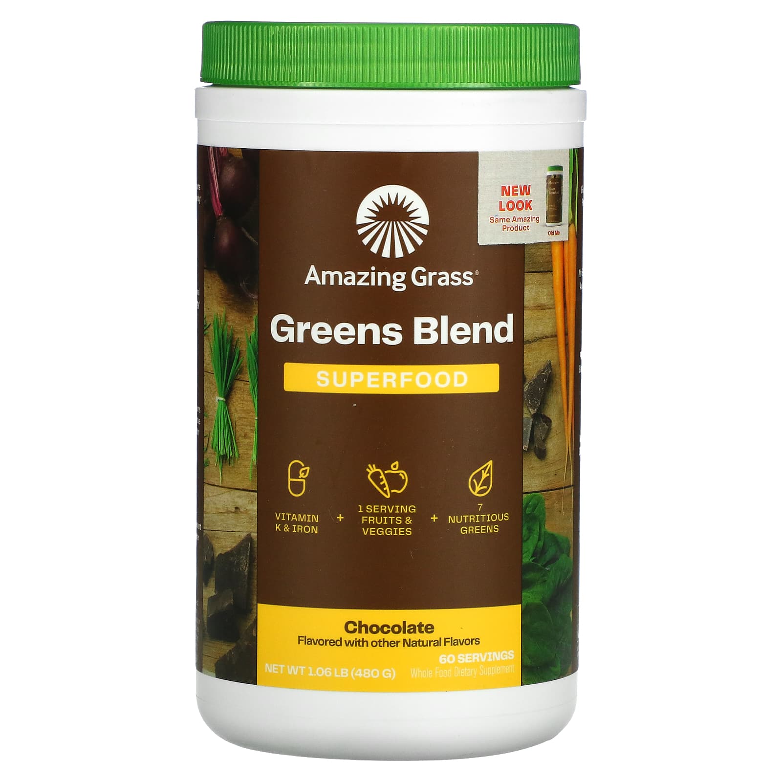 Amazing Grass-Green Blend Superfood-Chocolate-1.06 oz (480 g)