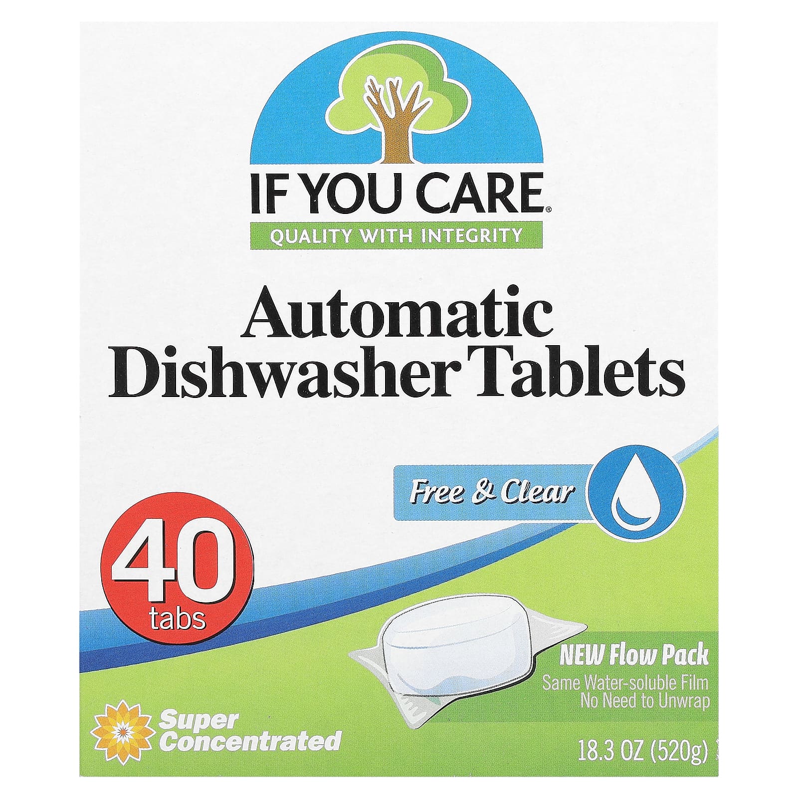 If You Care-Automatic Dishwasher Tablets-Free & Clear-40 Tabs-18.3 oz (520 g)