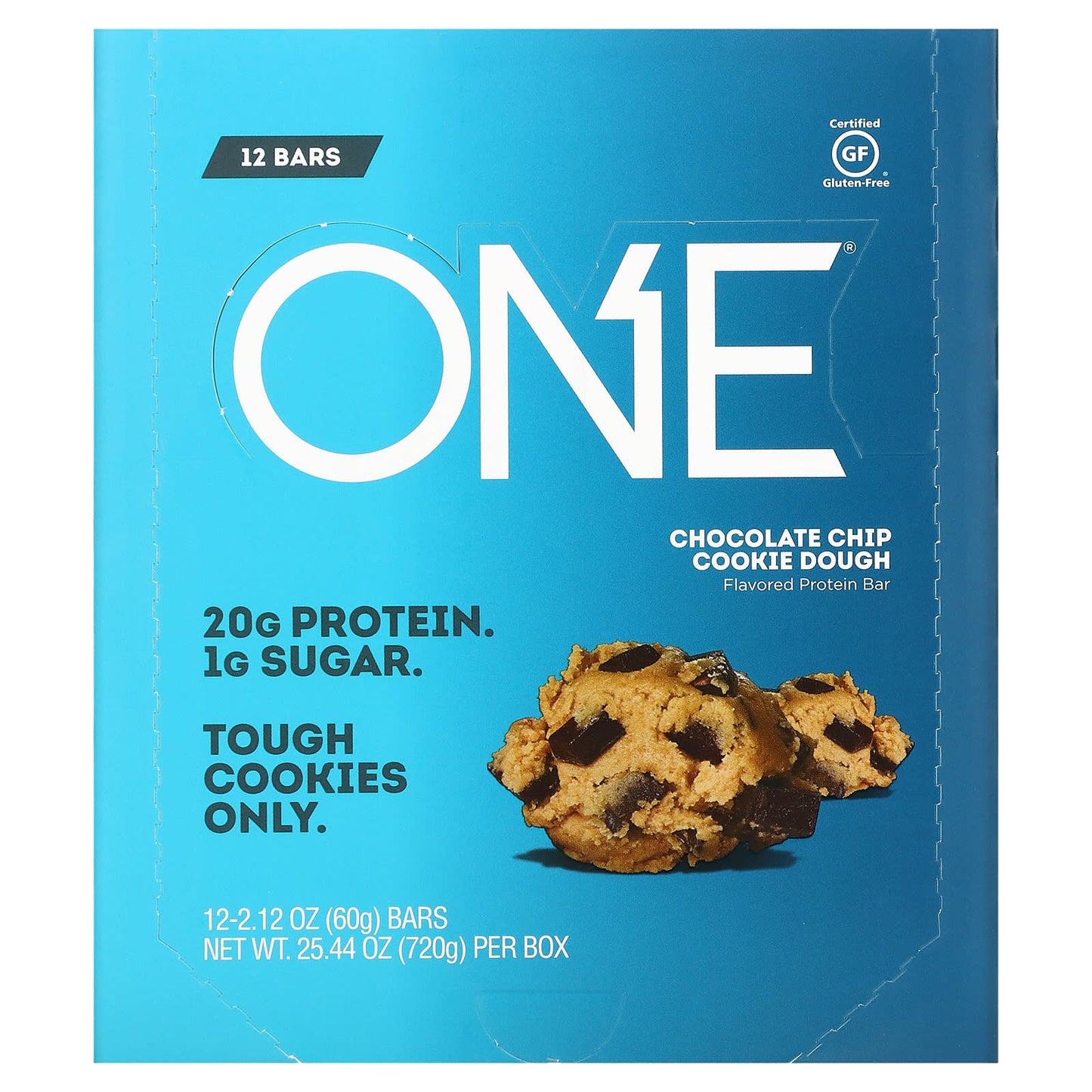 One Brands-ONE Bar-Chocolate Chip Cookie Dough-12 Bars-2.12 oz (60 g) Each